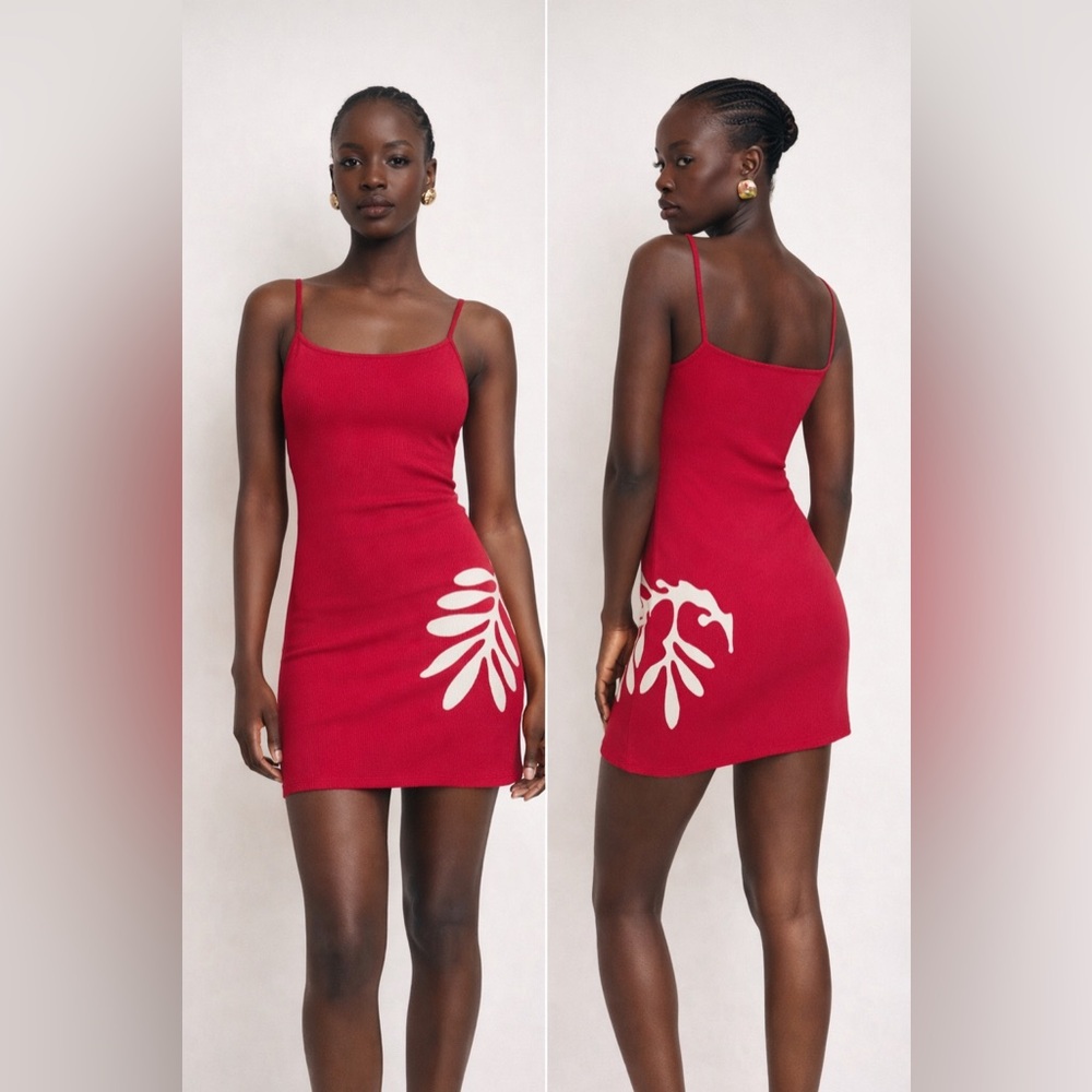 Reformation Ibiza Mini Dress Red White Floral Print Size NWT Summer Vacation - Picture 3 of 9